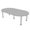 Skutchi Designs 7Ft Racetrack Shaped Conference Room Table with Silver Post Legs, 8 Person Table, Light Gray HAR-RAC-46X84-PT-01